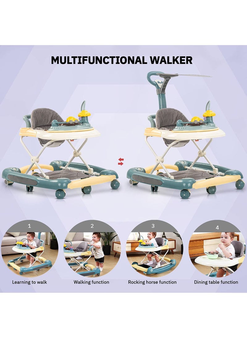 6-In-1 Multifunctional Baby Walker, Convertible Kids Rocker With Music And 5 Height Gear Adjustable