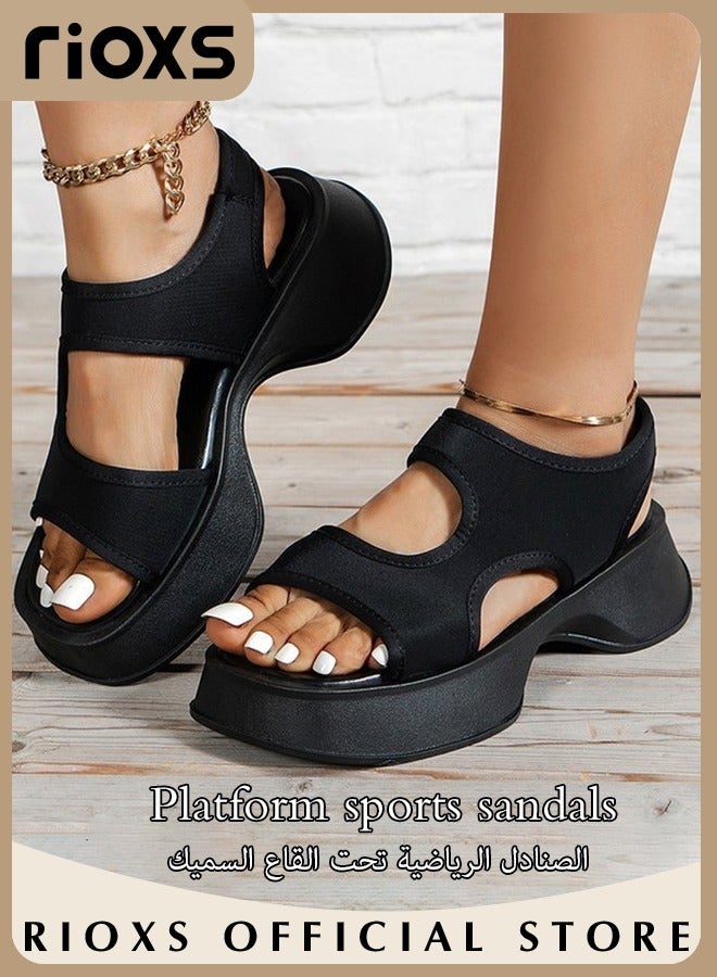Women's Comfortable Round Toe Sandals Summer Open Toe Platform Casual Slip-on Slide Shoes