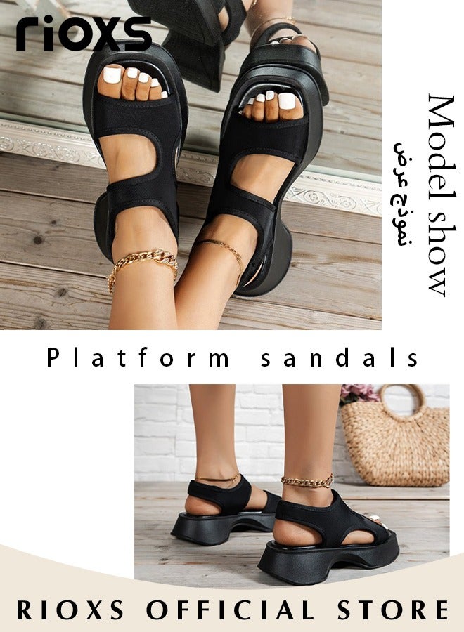 Women's Comfortable Round Toe Sandals Summer Open Toe Platform Casual Slip-on Slide Shoes