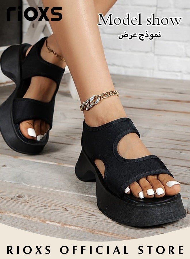 Women's Comfortable Round Toe Sandals Summer Open Toe Platform Casual Slip-on Slide Shoes