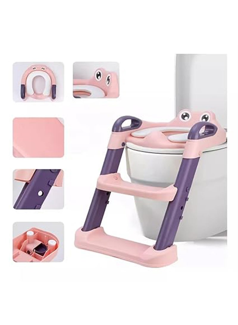 Foldable Toilet Training Seat With Adjustable Step Stool Ladder