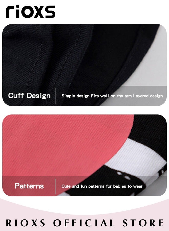 Kids Girls' Top and Pants Set, Little Girls' Short Sleeve Shirt and Long Pants Suits, Short Ruffled Sleeve with Zebra Strip Long Pants, 100% Cotton Breathable Outfits Summer Playwear for Casual, Daily Wear, Indoor and Outdoor, Black and White