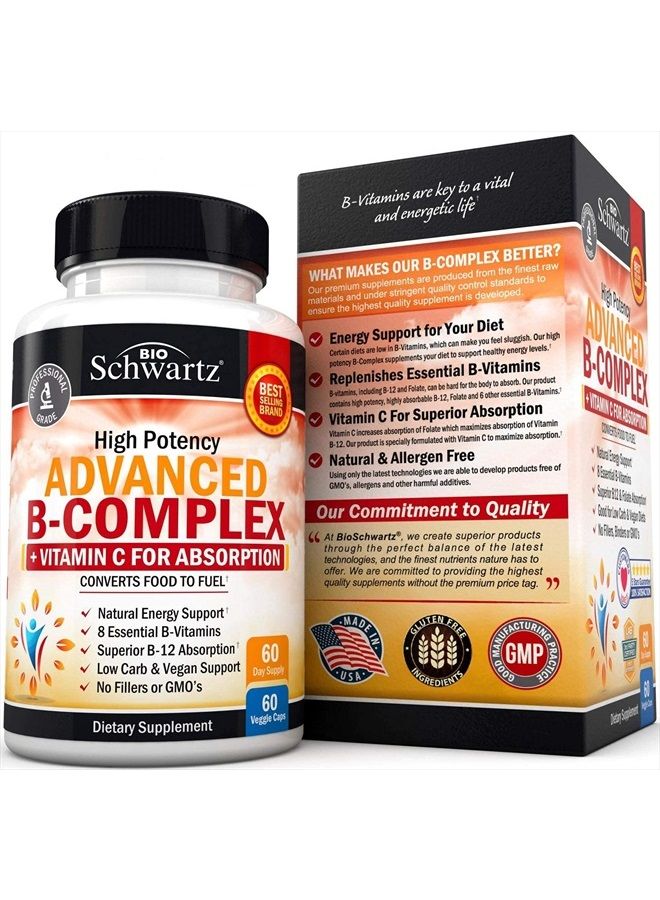 BioSchwartz Advanced B-Complex with Vitamin C for Maximum Absorption - 60ct