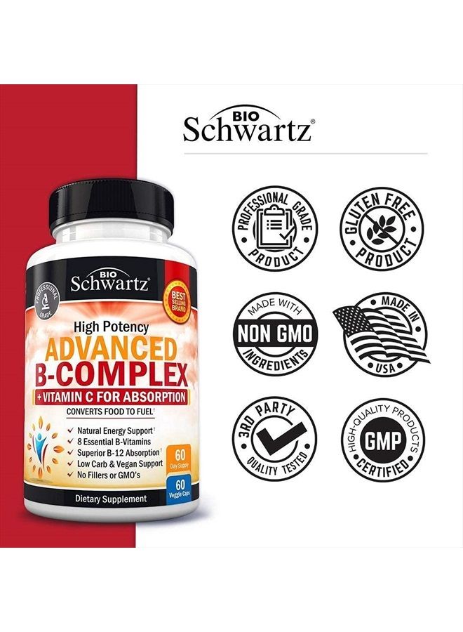 BioSchwartz Advanced B-Complex with Vitamin C for Maximum Absorption - 60ct