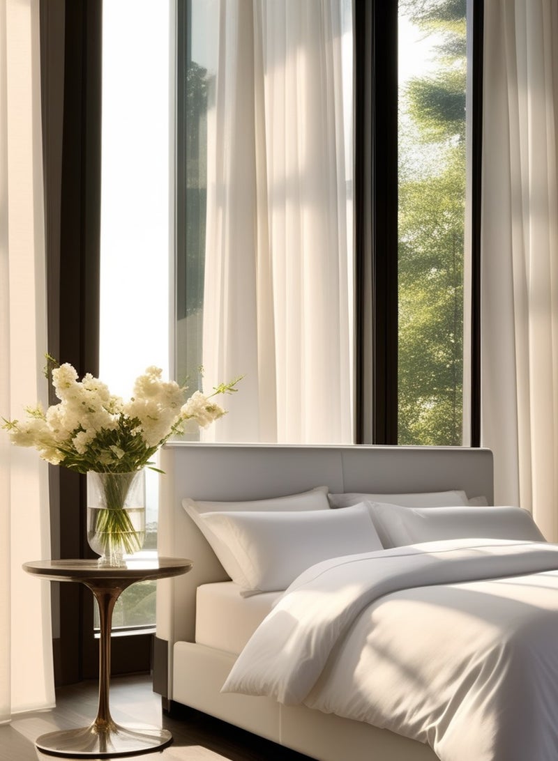 Raymond Home Queen Flat sheet Super Soft 180 TC Pure Cotton (225x254 cm, 46x69 cm) Flat sheet & 2 PillowCases-Pure White