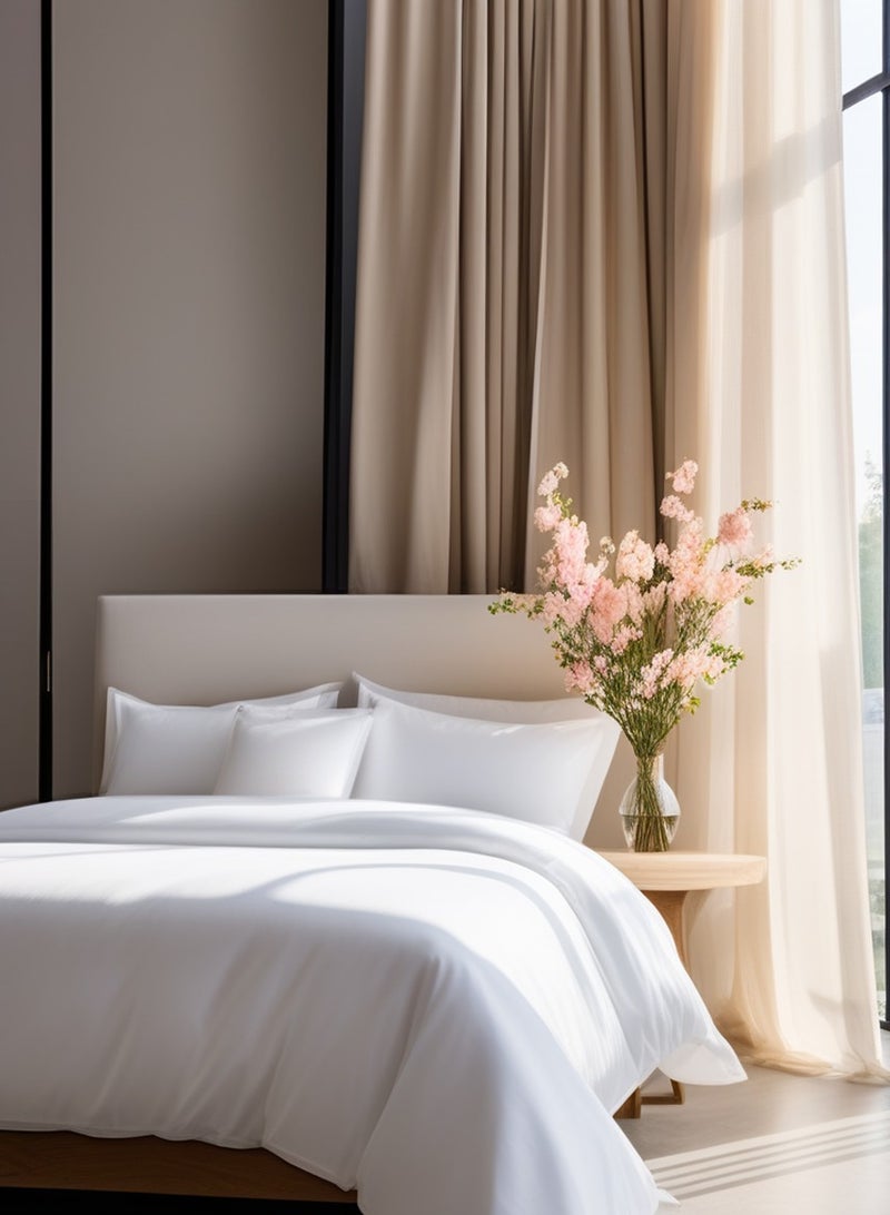 Raymond Home Queen Flat sheet Super Soft 180 TC Pure Cotton (225x254 cm, 46x69 cm) Flat sheet & 2 PillowCases-Pure White