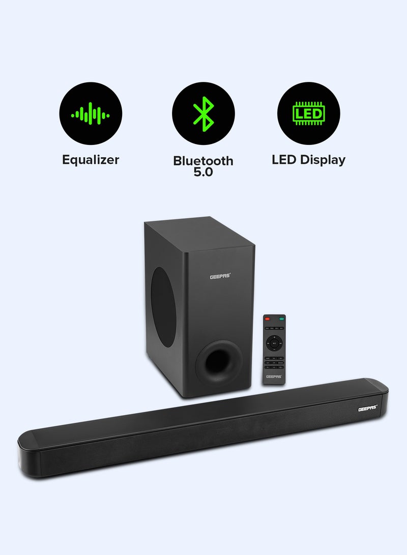 Wireless Sound Bar USB/ AUX/ Bluetooth/ HDMI | Sound Bar System With Wireless Subwoofer, Connect to TV, Mobile, Laptop And More| With Remote Control and LED Display| 2 Years Warranty