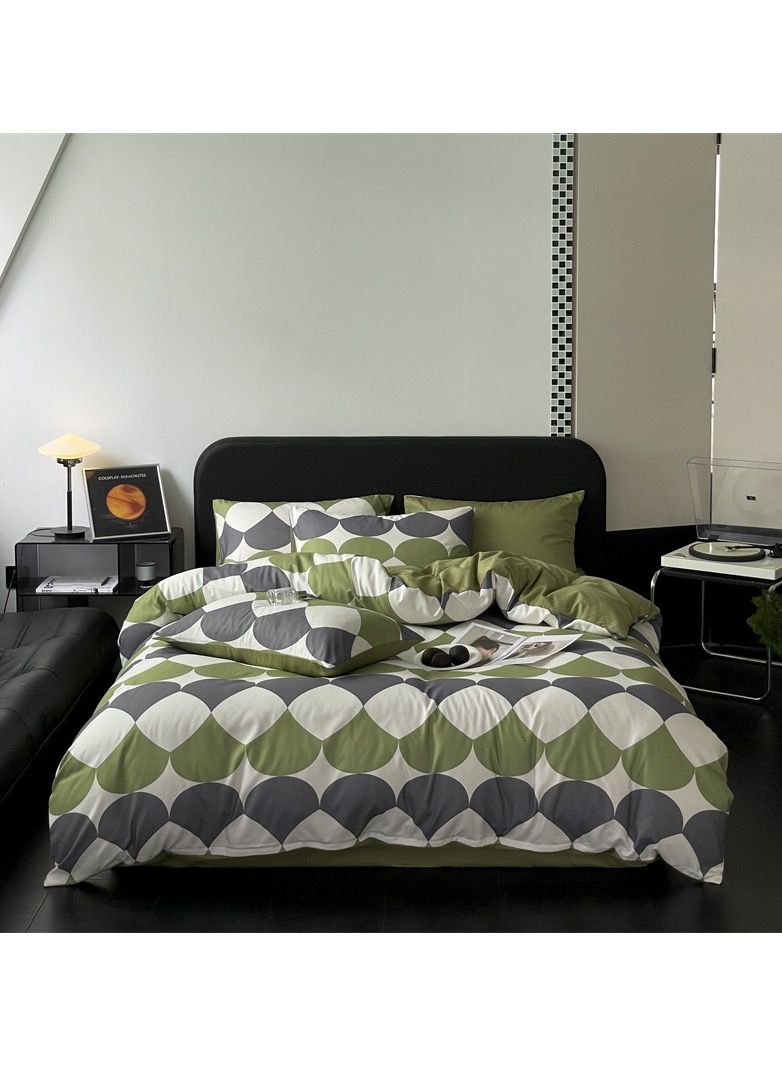 Scandinavian style four-piece plaid pattern design duvet cover set cotton multi-colour 200 * 230CM
