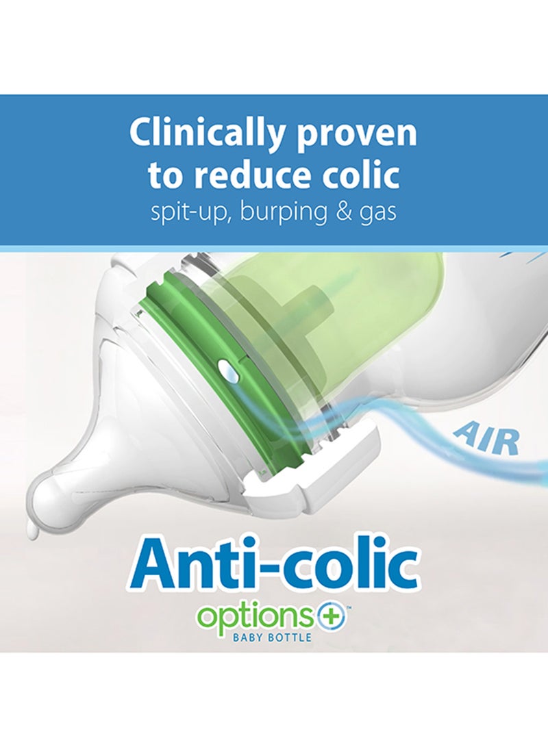 Pack Of 2 Baby Anti-Colic PP Options+ Wide Neck Feeding Bottle, 2 X 150 ML, Level 1 Teat, 0 Months +