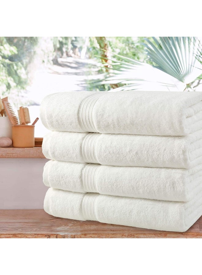 Bliss Casa 4-Piece 100% Combed Cotton Bath Towels - 550 GSM Quick Dry Highly Absorbent Bathroom Towels - Thick Soft Hotel Quality Bath Towel Set for Bath And Spa 27x54 Inch