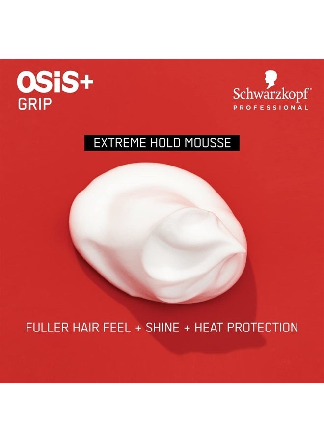 Grip Extreme Hold Mousse – Extra Strong Control and Volume with Lasting Definition and Natural Shine – Volumizing Formula Protects Against Blow Dry Damage, 7 oz