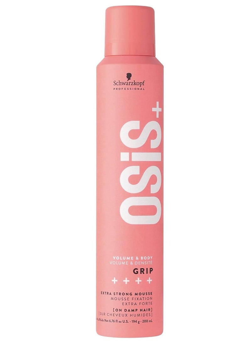 Grip Extreme Hold Mousse – Extra Strong Control and Volume with Lasting Definition and Natural Shine – Volumizing Formula Protects Against Blow Dry Damage, 7 oz
