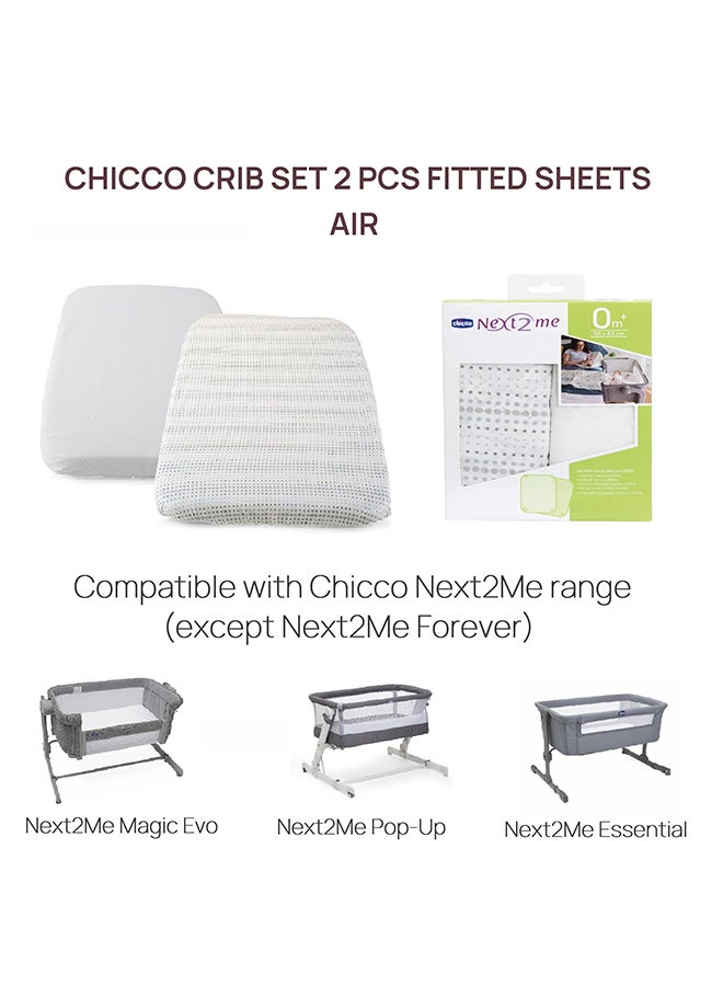 Crib Set 2 Pcs Fitted Sheets For Next2Me Air/Magic, Air