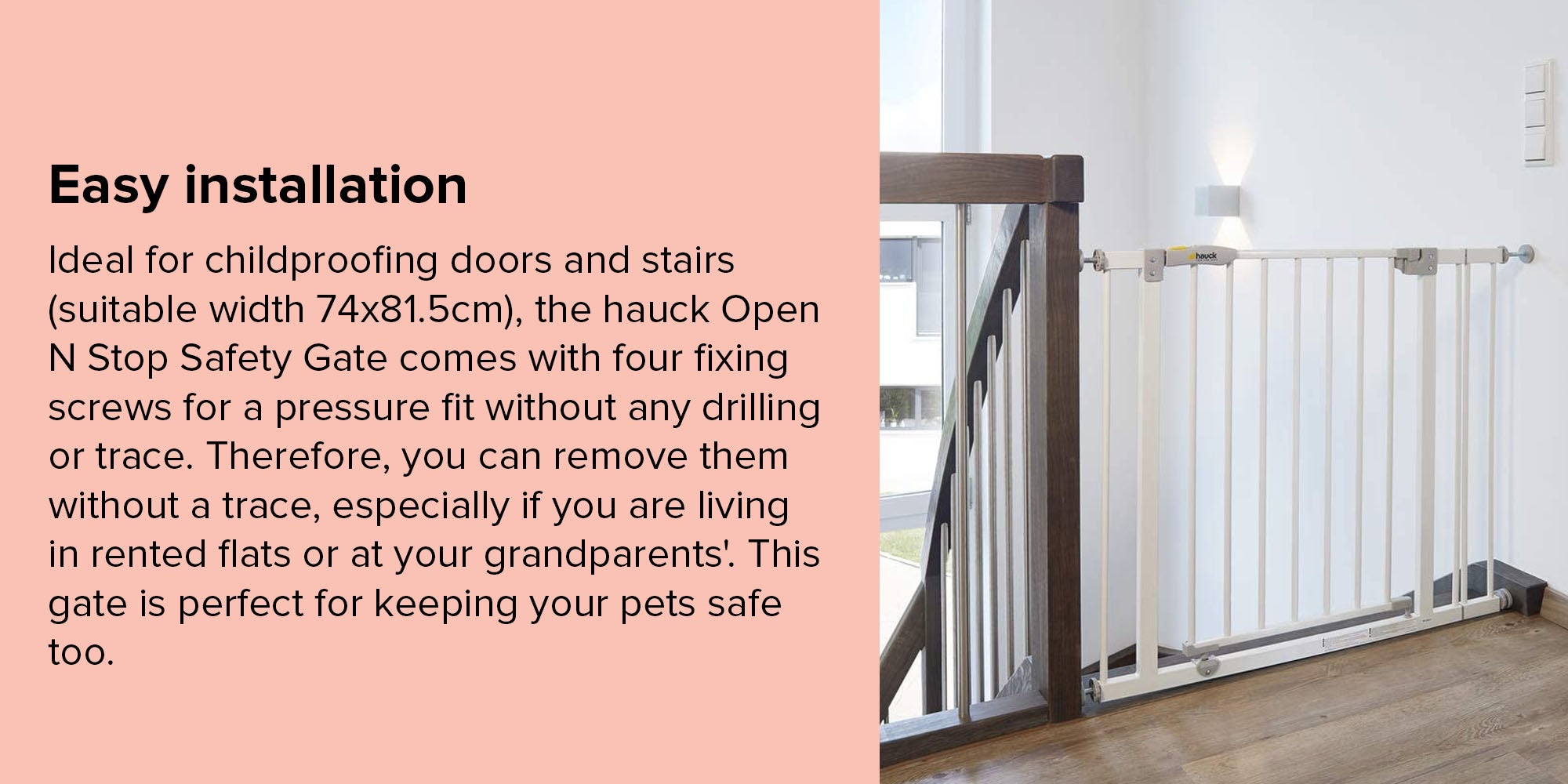 Open N Stop Safety Gate - White - 75x4x120.5 cm