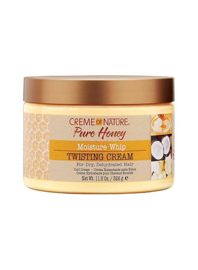 Curl Cream for Curly Hair by Creme of Nature, Pure Honey Moisture Whip Twisting Cream for Dry Dehydrated Hair, 11.5 Fl Oz