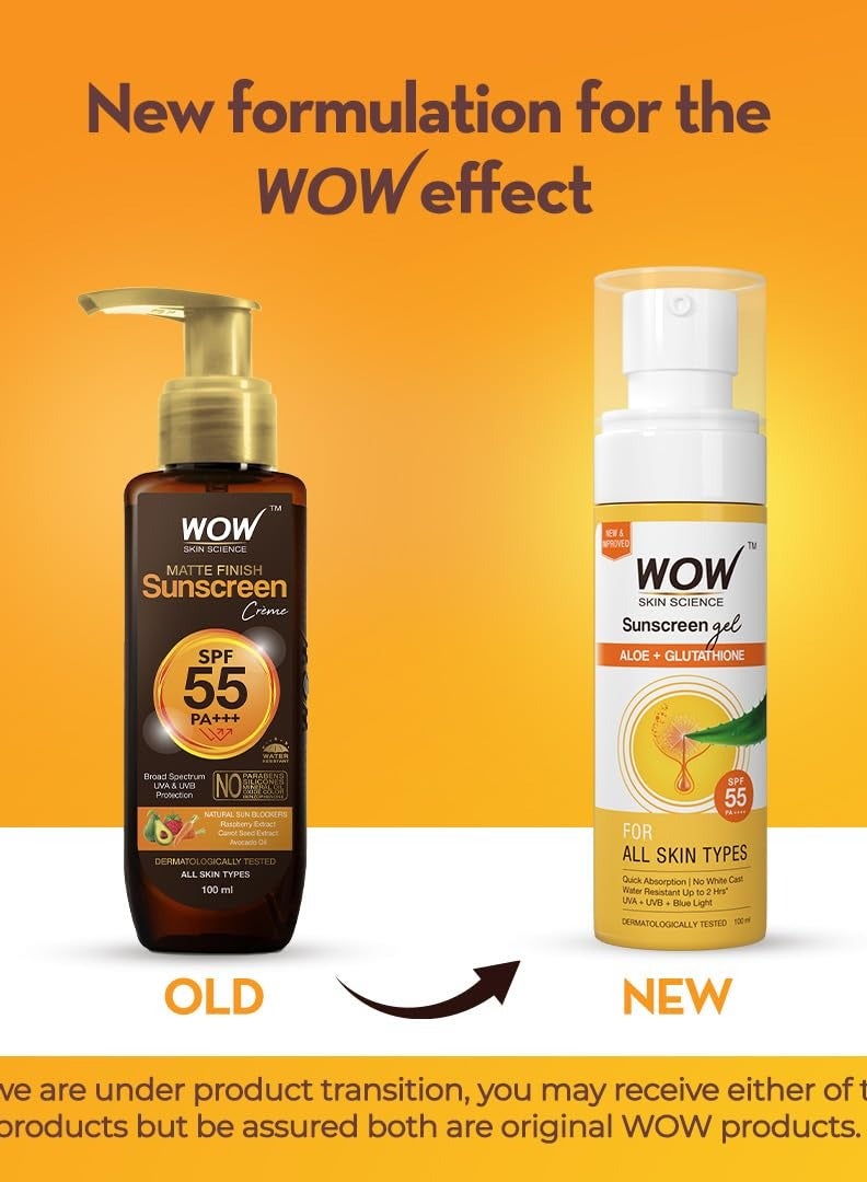 WOW Skin Science Sunscreen SPF 55 PA+++ Matte Look Ultra Light
