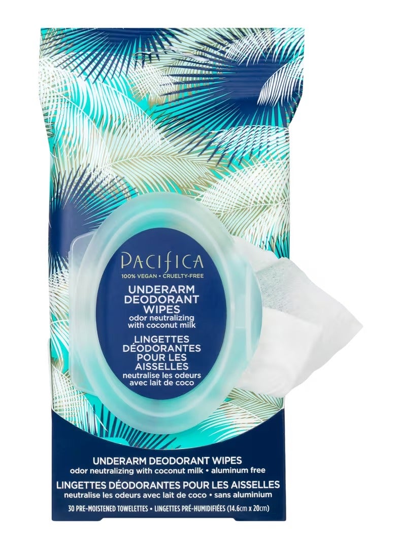 Pacifica Beauty Coconut Milk And Essential Oils Underarm Deodorant Wipes 30 Count