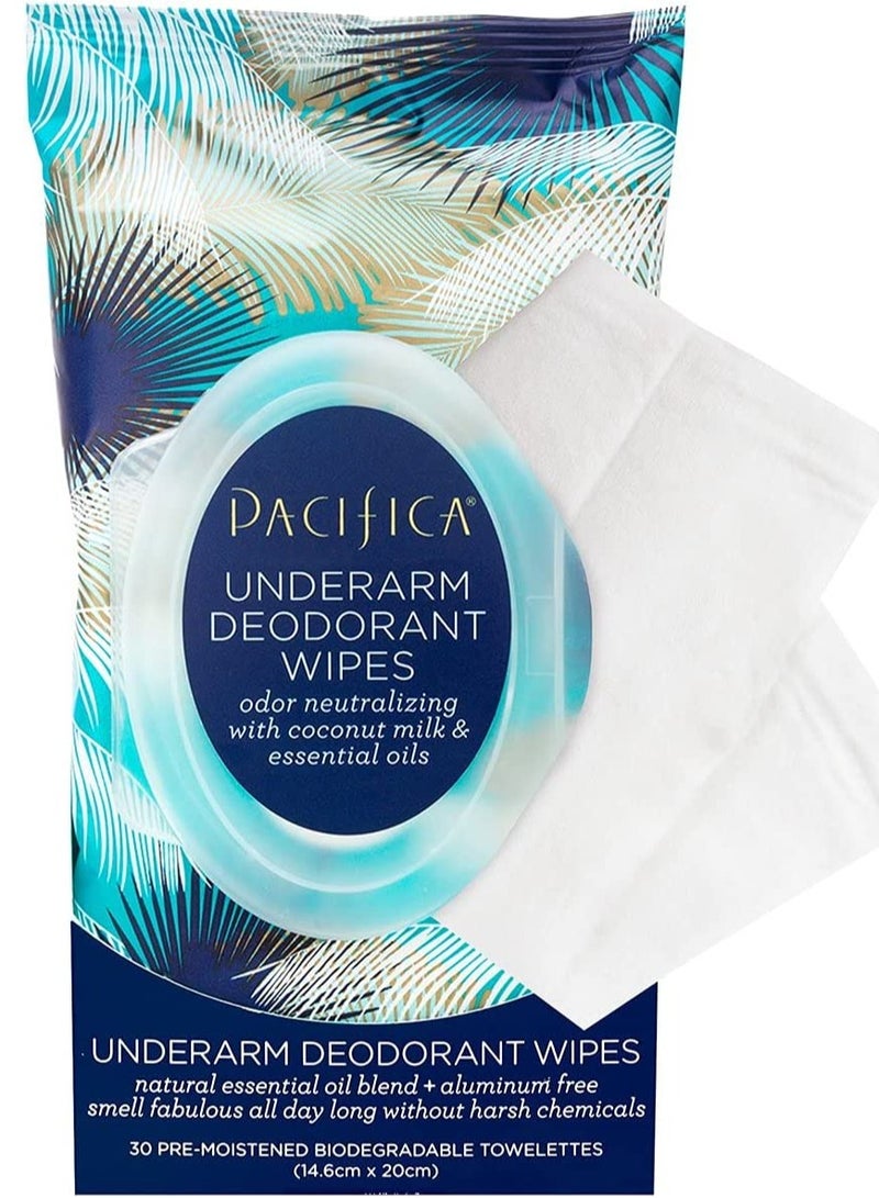 Pacifica Beauty Coconut Milk And Essential Oils Underarm Deodorant Wipes 30 Count