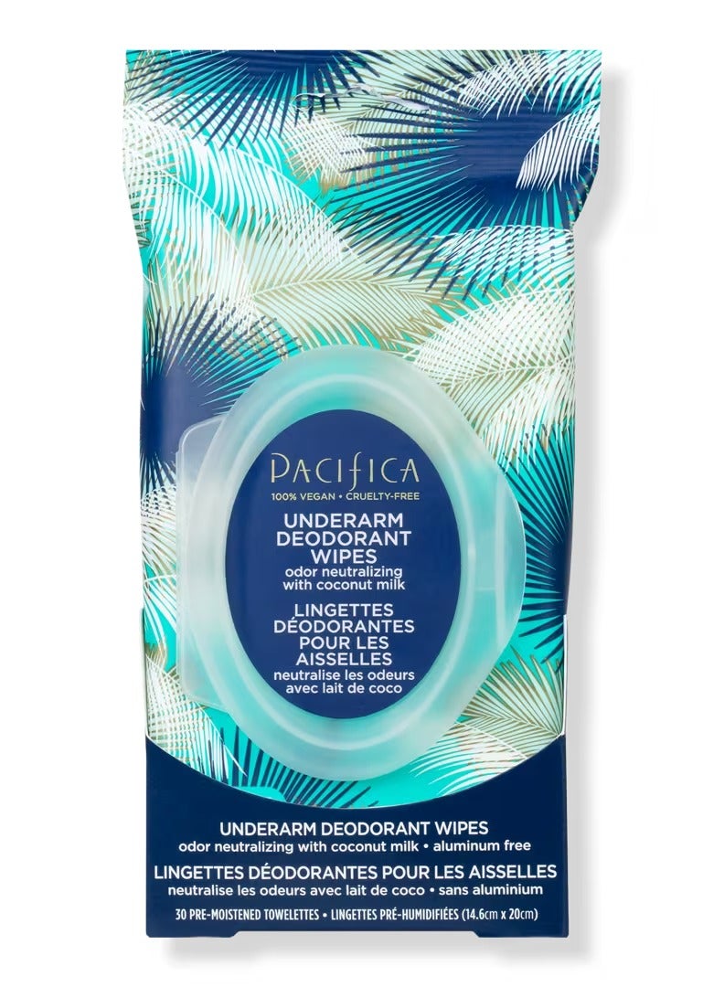 Pacifica Beauty Coconut Milk And Essential Oils Underarm Deodorant Wipes 30 Count