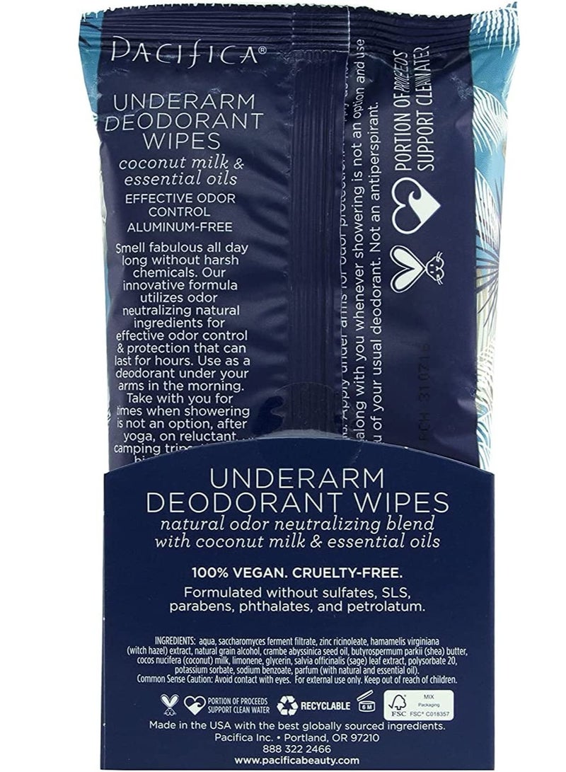 Pacifica Beauty Coconut Milk And Essential Oils Underarm Deodorant Wipes 30 Count