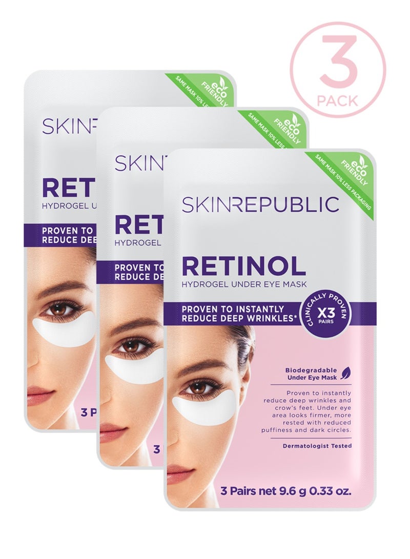 Retinol Hydrogel Under Eye Patches (9 Pairs) – Under Eye Masks with Niacinamide & Vitamin B5, Reduces Wrinkles, Crow’s Feet, Puffiness & Dark Circles, Hydrates, Brightens & Soothes Skin