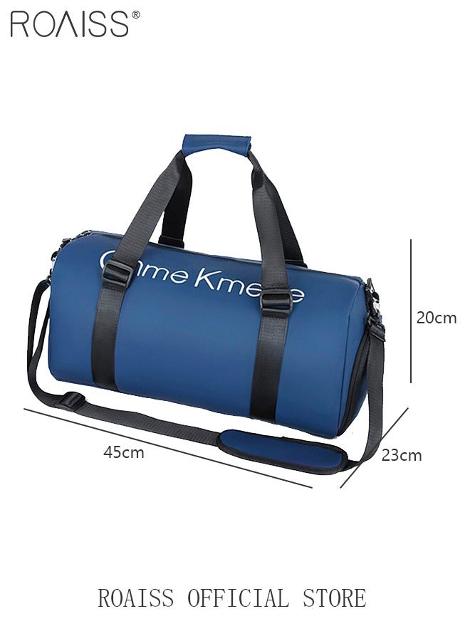 Unisex Gym Duffel Bag Shoes Compartment Lightweight Waterproof Multipurpose Large Capacity Outdoor Luggage Handbag for Fitness Sports Swimming Travel Blue