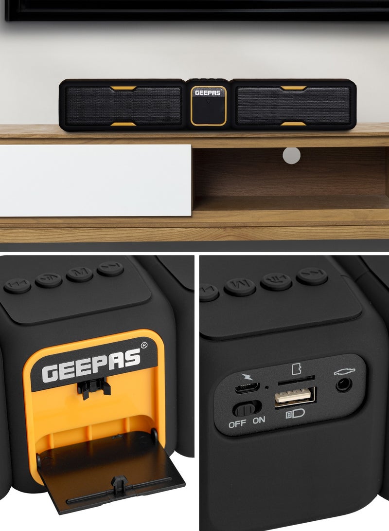 Geepas Bluetooth Speaker | with Hands-Free Calls | BT/USB/TF/FM/AUX |1500mAh Battery | Ideal for Parties, Movies, Playing Games | GMS11141UK Black