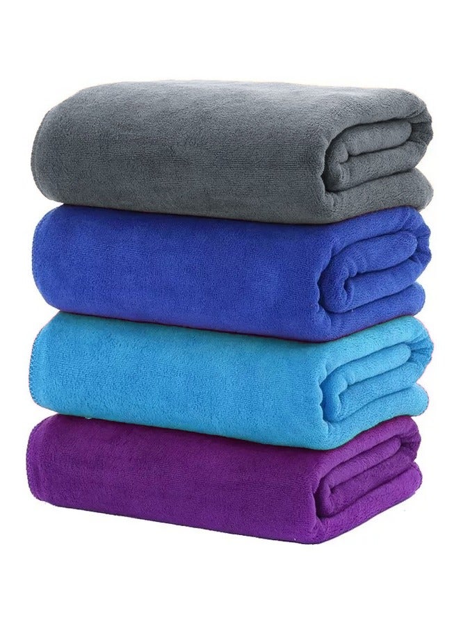 4-Piece Microfiber Bath Sheet 80x160cm Soft and Durable Microfiber Beach Towel Super Absorbent and Fast Drying Microfiber Bath Towel Large for Sports, Travel, Beach, Fitness and Yoga Multicolor