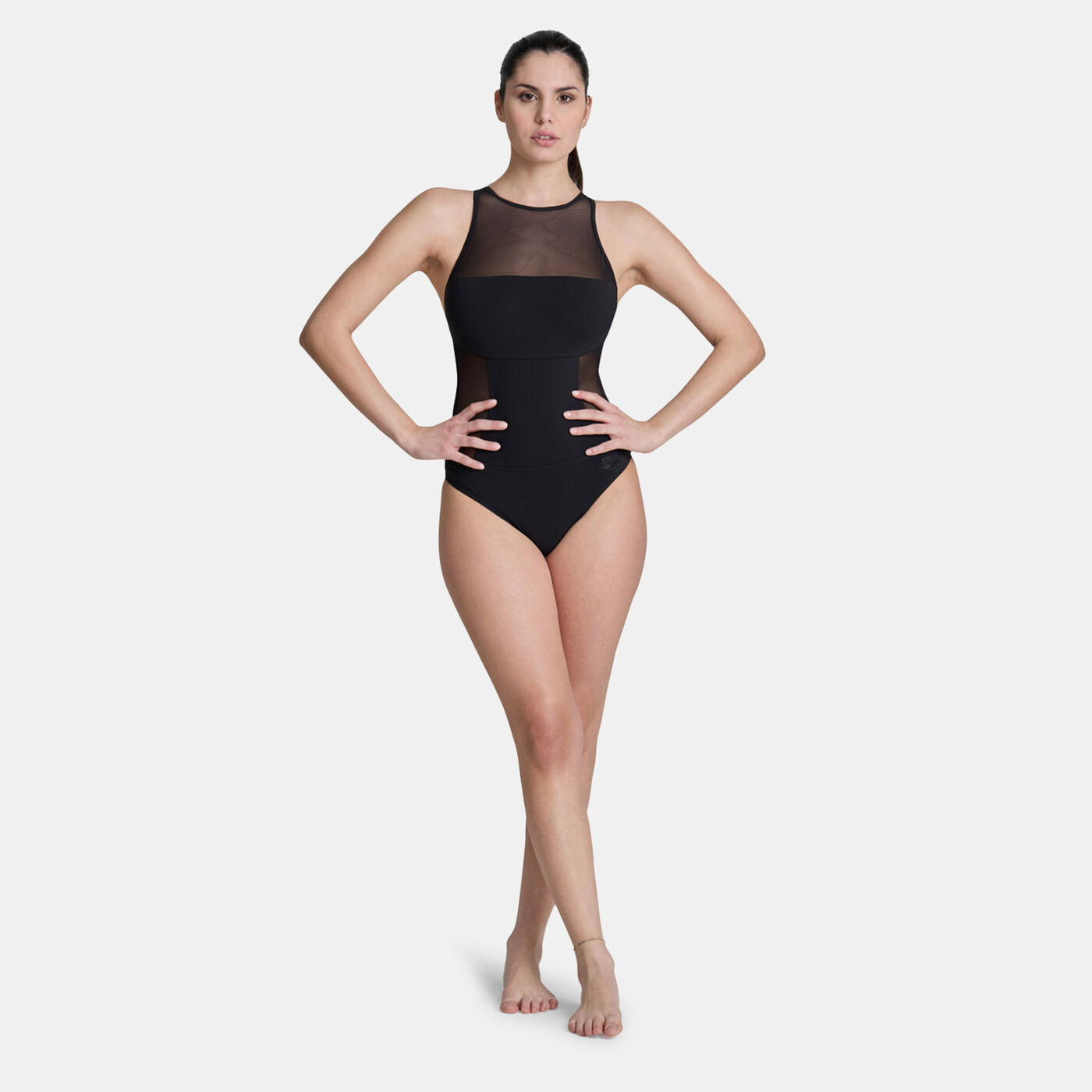 Women’s Mesh Panel Vent Back One-Piece Swimsuit