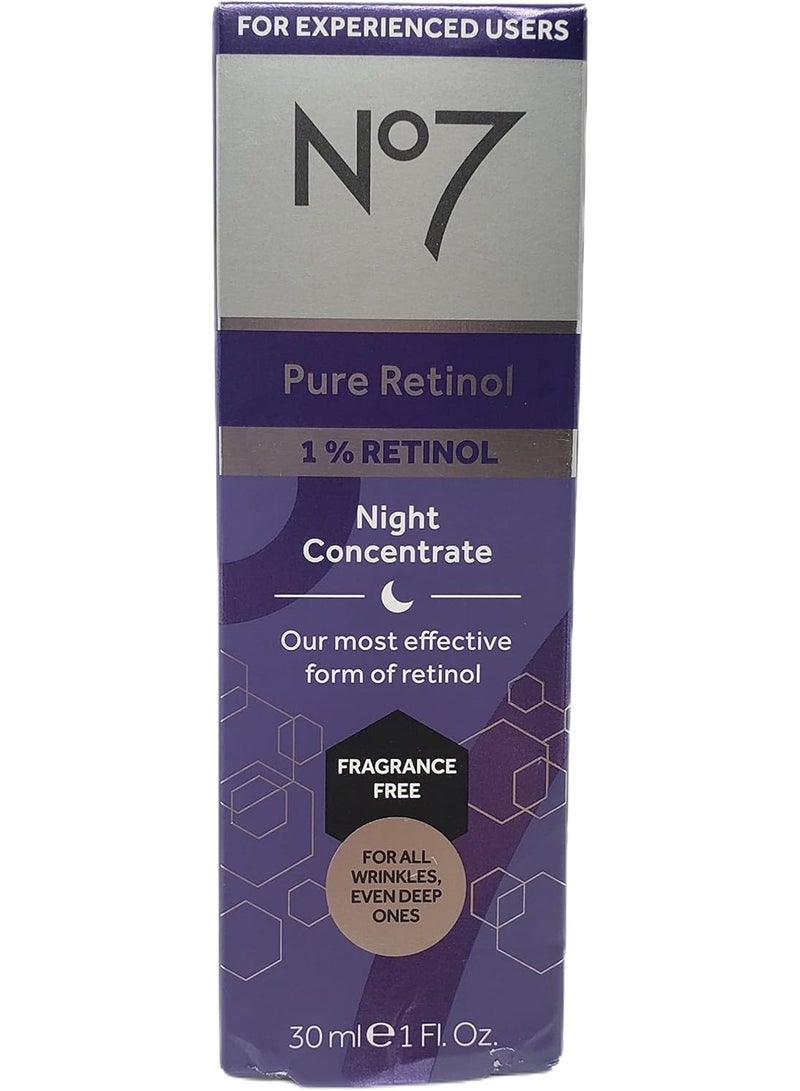 Pure Retinol 1% Night Concentrate - Anti Wrinkle Serum with Collagen & Niacinamide, 30ml