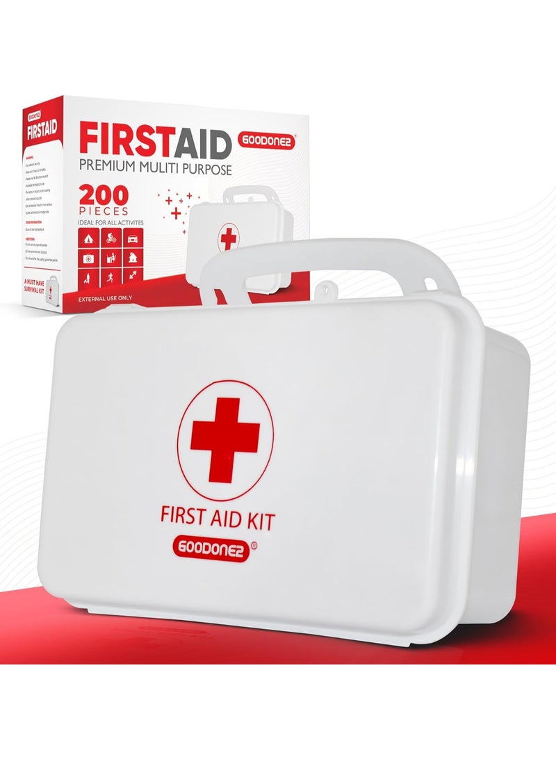 200 Piece First Aid Kit Clean Treat Protect Minor Cuts Scrapes Home Office Car School Travel Emergency Survival Hunting Outdoor Camping