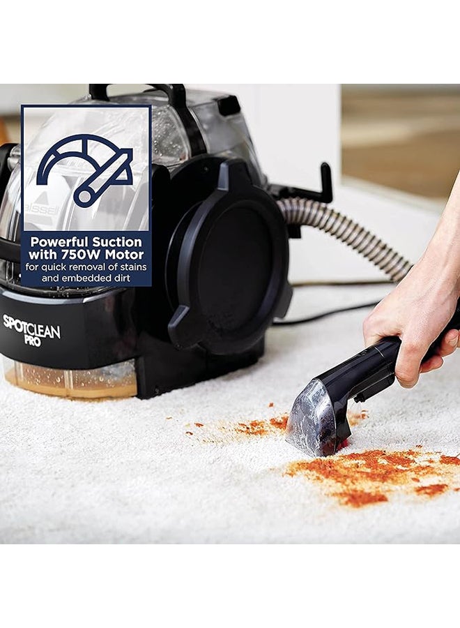 Professional Deep Cleaner SpotClean PRO Carpet & Upholstery Cleaner: Advanced Stain Removal Technology, Versatile Cleaning Anywhere, Powerful Performance with Superior Suction and Large Removable Water Tanks 2.8 L 750 W ‎1558E Black