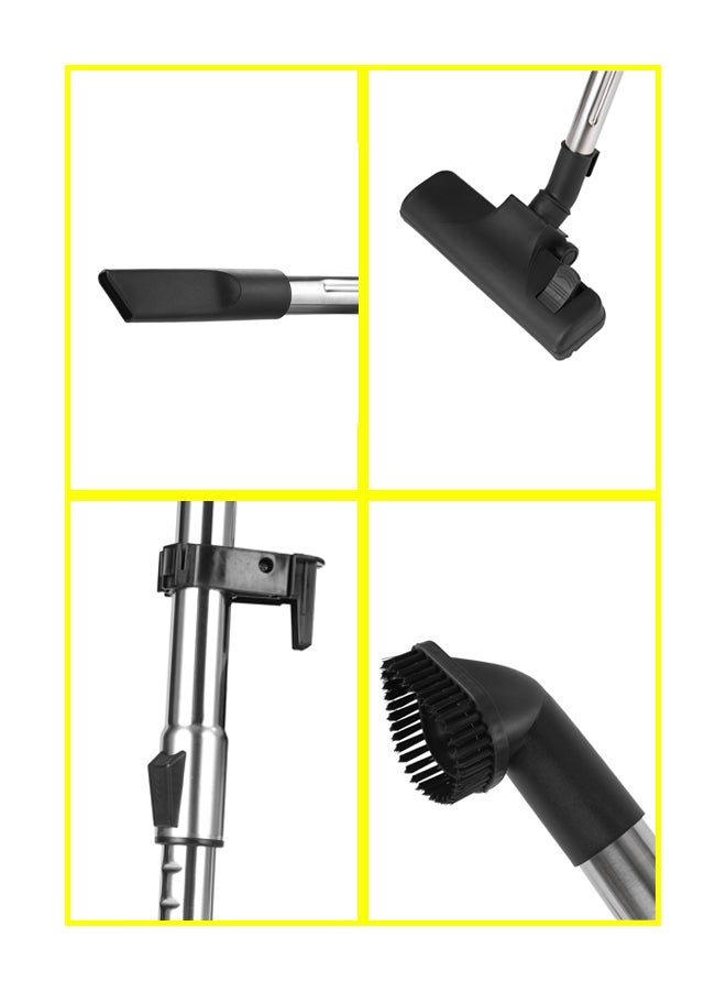 Wet and Dry Stainless Steel Vacuum Cleaner with Elegant Body, Adjustable Suction on Handle / Power Rating : AC 220 – 240 (50/60 Hz) 25 L 2300 W GVC19011N Silver/Black/Yellow