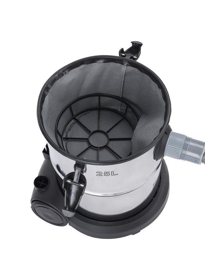Wet and Dry Stainless Steel Vacuum Cleaner with Elegant Body, Adjustable Suction on Handle / Power Rating : AC 220 – 240 (50/60 Hz) 25 L 2300 W GVC19011N Silver/Black/Yellow
