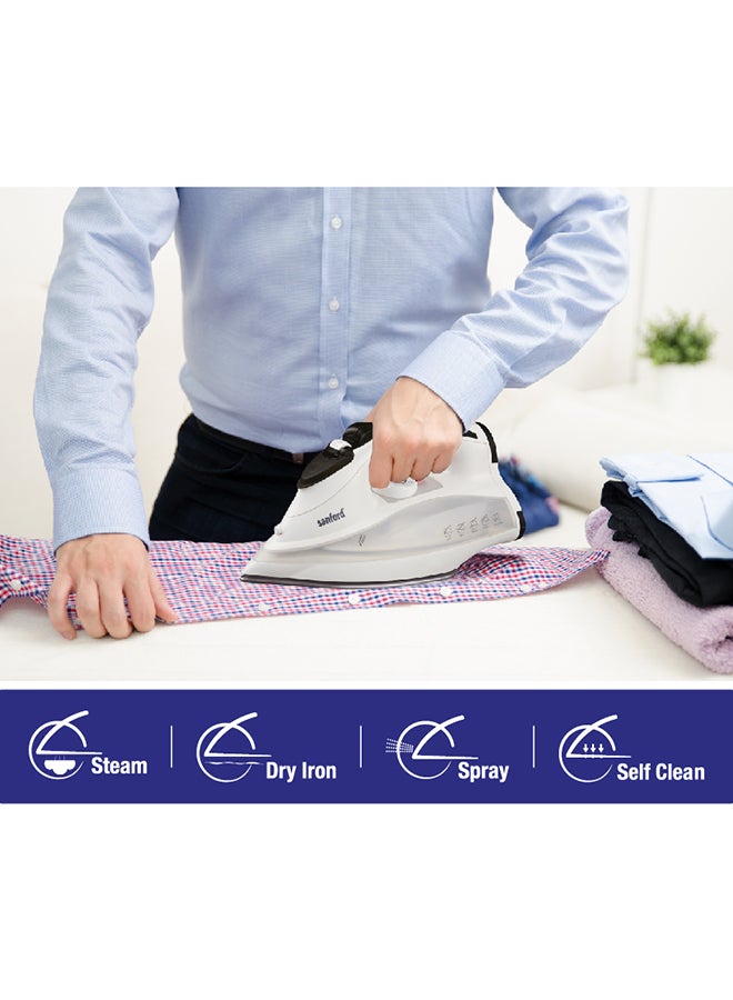 Steam Iron with Burst Steam,Spray,Dry, Removes Wrinkles, Auto Clean Function, 2 yrs Warranty 390 ml 2200 W SF47SI White