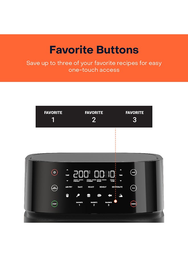Air Fryer 3 Vision with Clear Window and Internal Light by Caliber Brands, Air Fry, Roast, Bake, Dehydrate & Reheat, 6 Presets 5.7 L 1700 W NC-AF357V Black