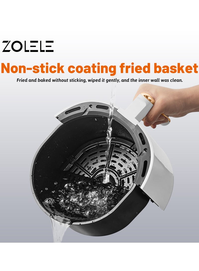 Digital Air Fryer 4.5L Capacity Non-Stick Coating Use No Oil Air Fry  Roast Bake Reheat Fried Basket Knob Control Temperature  Automatic Power Off 1400W Power ZA004 - White