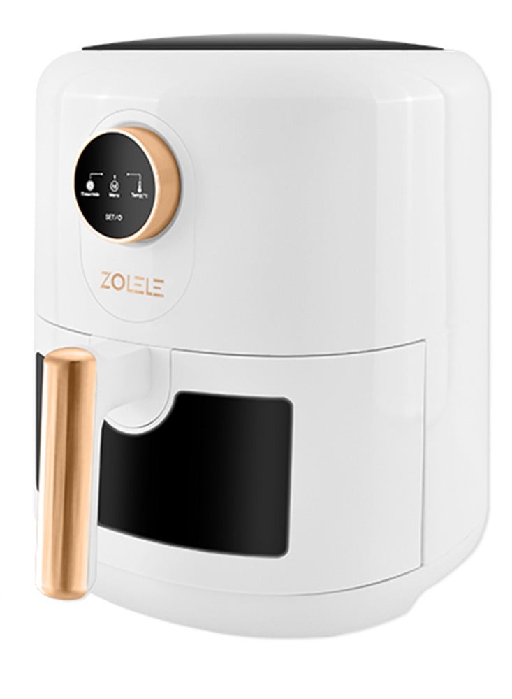 Digital Air Fryer 4.5L Capacity Non-Stick Coating Use No Oil Air Fry  Roast Bake Reheat Fried Basket Knob Control Temperature  Automatic Power Off 1400W Power ZA004 - White