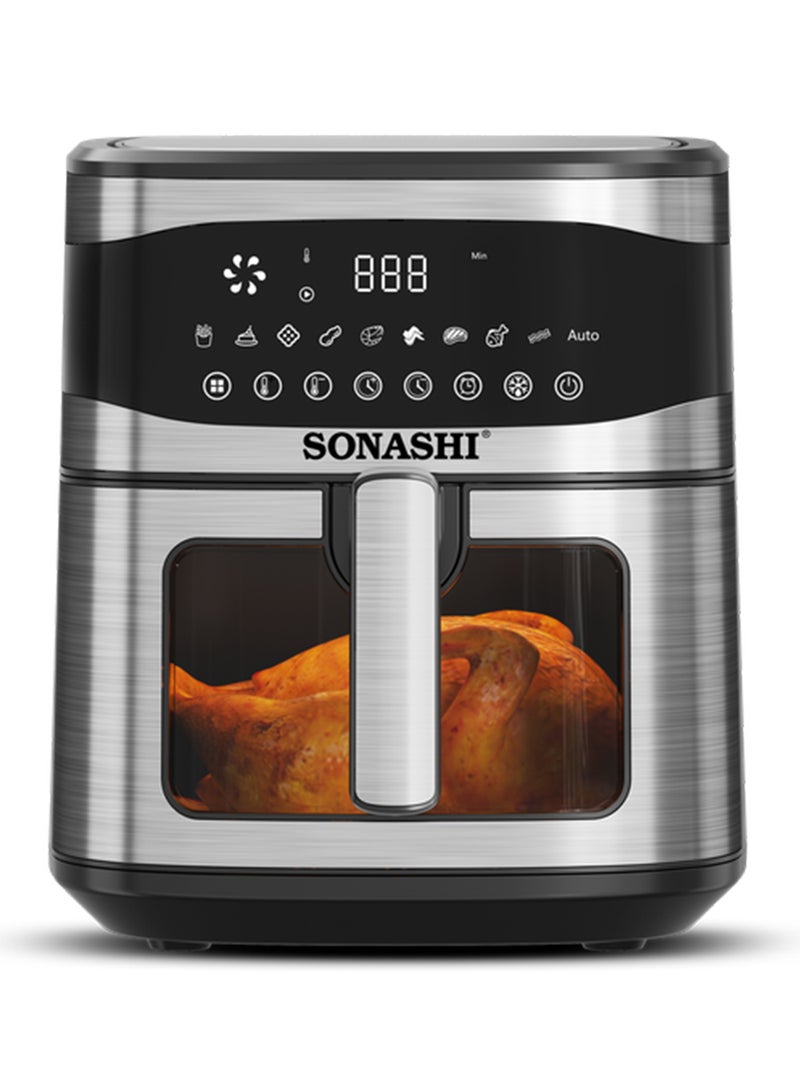 Digital Air Fryer With 6.5L Total Capacity | Cool Touch Housing | LED Display with Touch Screen | Electric Air Fryer | Suitable for Frying, Grilling, Broiling, Roasting, and Baking 6.5 L 1600 W SAF-620 Black/Silver