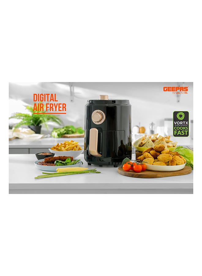 Air Fryer 1.8 L With Vortx Air Frying Technology| Oil Free Cooking, Adjustable Timer And Temperature 1-30 Minutes Timer| Ideal For Making Fries Steak  Chicken Cake Meat Bread 1.8 L 1100 W GAF37516 Black