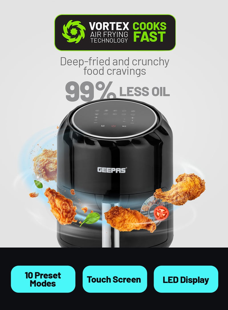 Digital Air Fryer With 3.5 L Capacity |Vortx Air Frying Technology | Led Display With Touch Screen| Oil Free 10 Preset Cooking Programs| 1-60 Mins Timer 50-200 Degree Temperature 3.5 L 1400 W GAF37512 Black