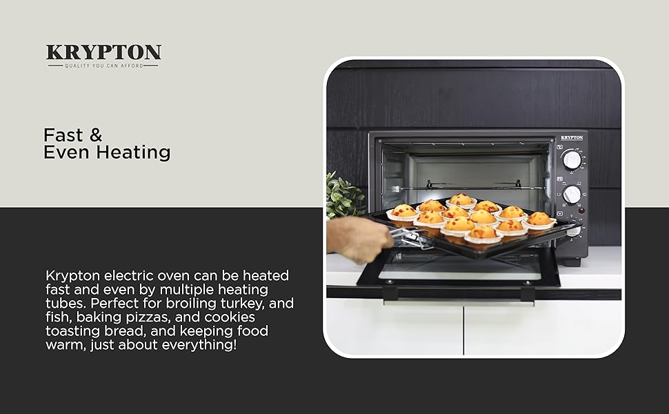 Electric Kitchen Oven With Powerful Rotisserie, Crumb Tray, Perfect For Grilling, Toasting And Roasting 45 L 2000 W KNO6246 Black