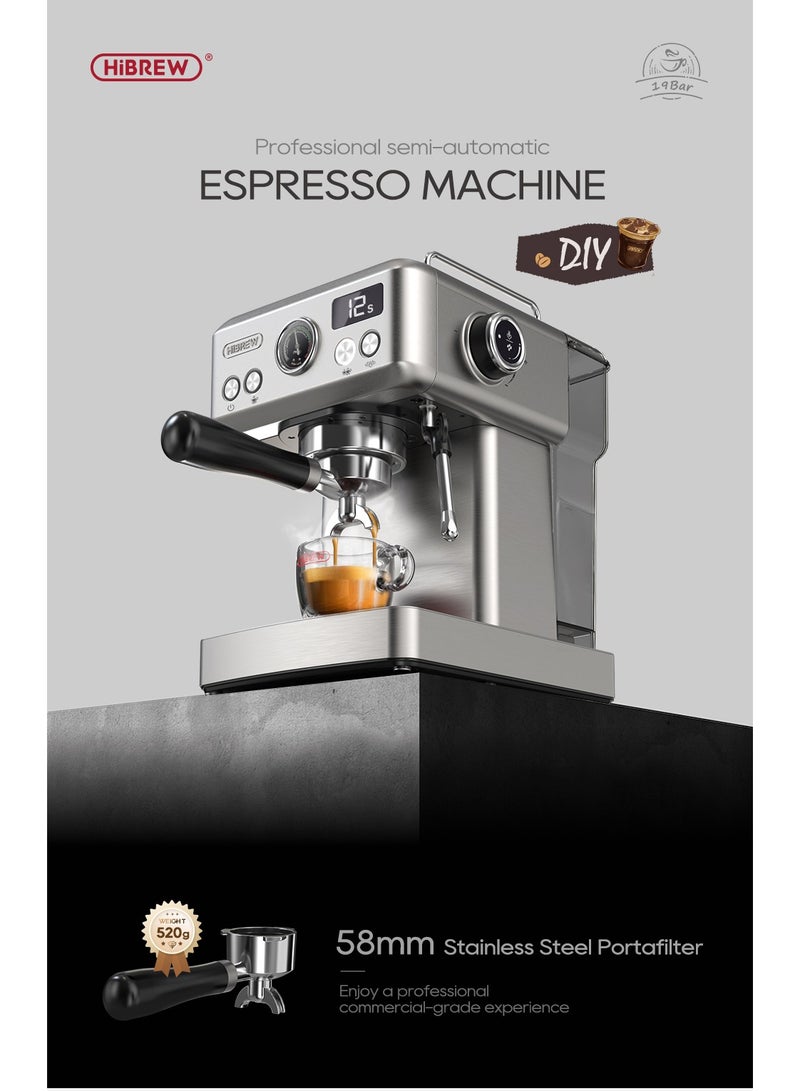 Hibrew Espresso Coffee Machine 1350w 1.8L Water Tank Cappuccino Coffee Maker Stainless Steel H10A