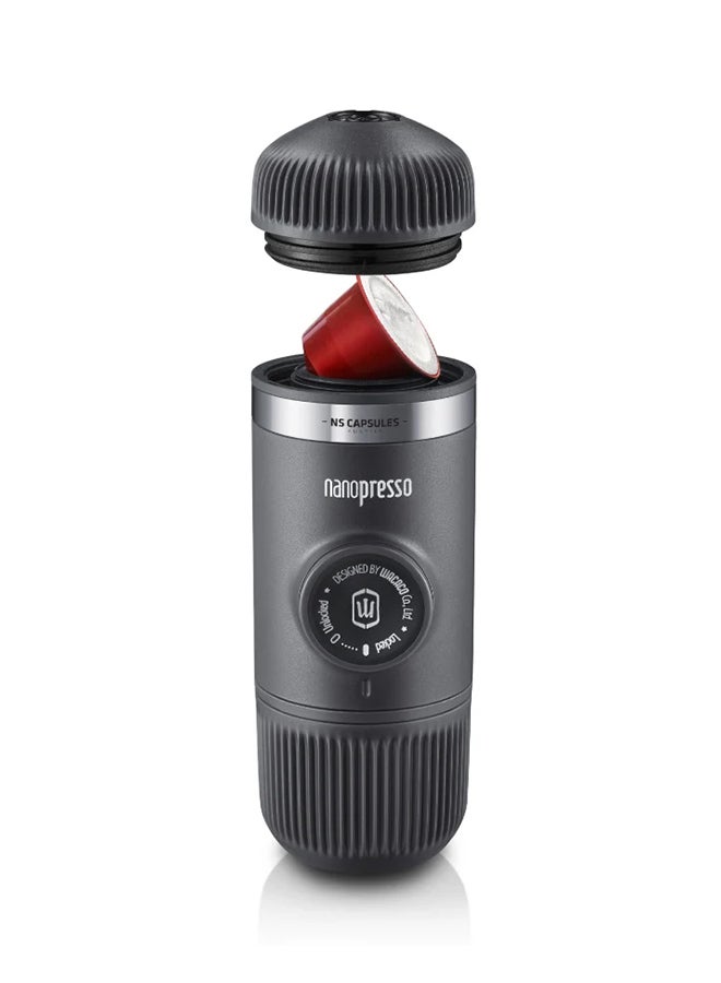 Nanopresso Portable Espresso Machine + Nespresso NS Adapter | 18 Bar Pressure (261 PSI), Compact Travel Coffee Maker, Manually Operated Black