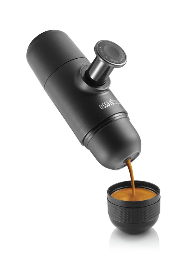 Minipresso GR | Hand Powered Espresso Machine | Works with Ground Coffee Black