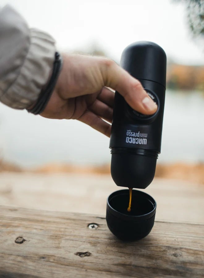 Minipresso GR | Hand Powered Espresso Machine | Works with Ground Coffee Black