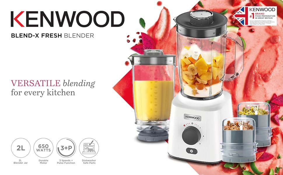 Blender, Grinder, Ice Crush Function, 1.5L extra Jar, Multi Mill, 2 L 650 W OWBLP41.H0WH White/Grey