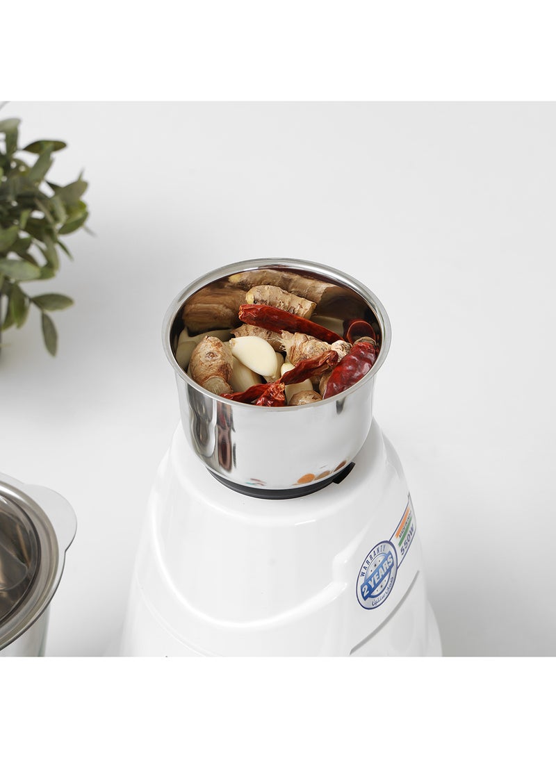 3-IN-1 Mixer Grinder, Powerful Copper Motor with Stainless Steel Jars and Blades, Unbreakable Polycarbonate Jar Caps, ABS Body| Ergonomic Design, Overload Protector| 3 Jars with 3-Speed Control 550 W GSB5080N White/Blue