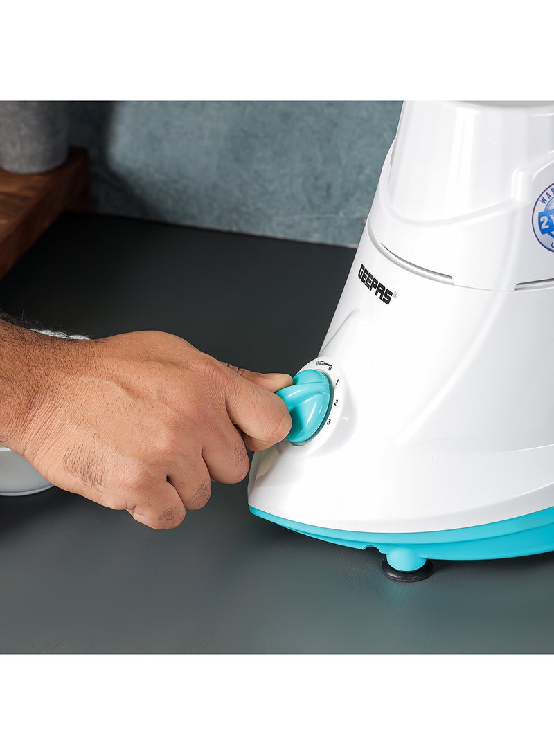 3-IN-1 Mixer Grinder, Powerful Copper Motor with Stainless Steel Jars and Blades, Unbreakable Polycarbonate Jar Caps, ABS Body| Ergonomic Design, Overload Protector| 3 Jars with 3-Speed Control 550 W GSB5080N White/Blue
