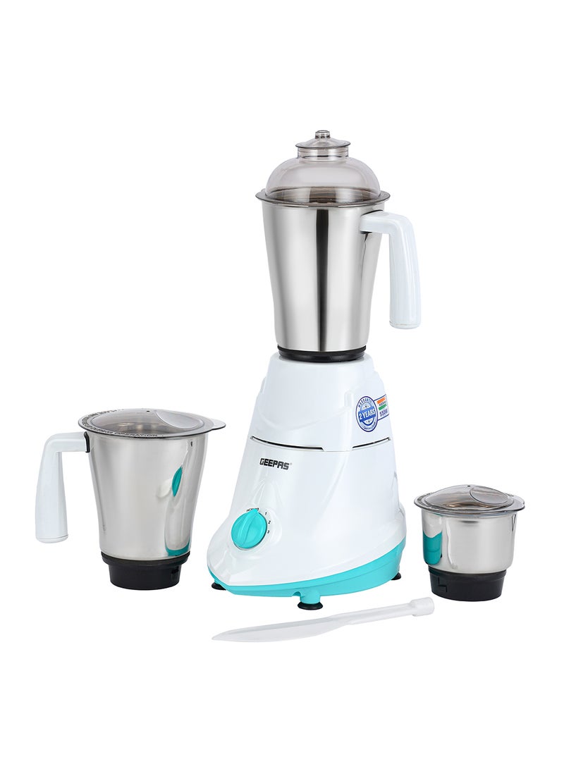 3-IN-1 Mixer Grinder, Powerful Copper Motor with Stainless Steel Jars and Blades, Unbreakable Polycarbonate Jar Caps, ABS Body| Ergonomic Design, Overload Protector| 3 Jars with 3-Speed Control 550 W GSB5080N White/Blue